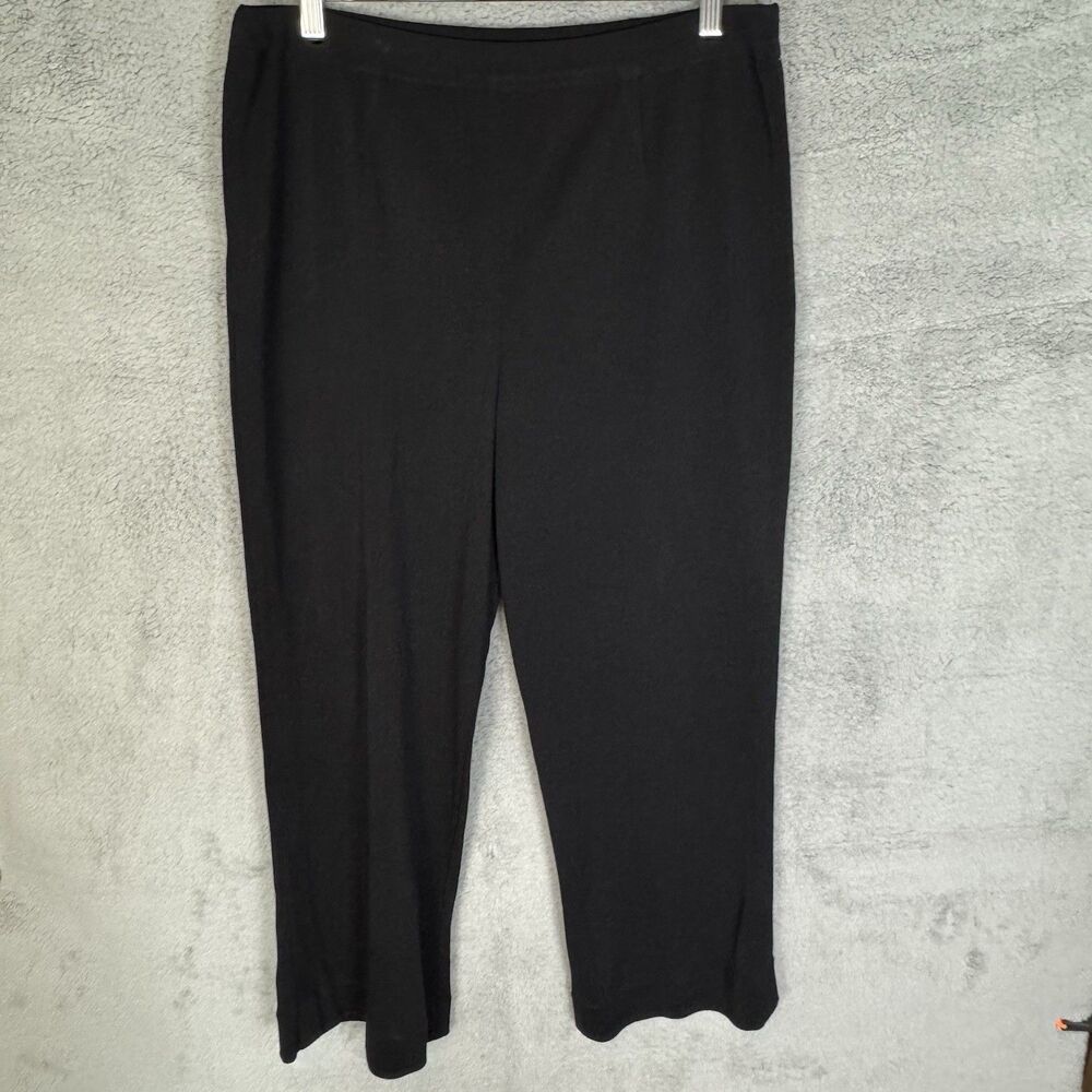 Misook Pants Womens XL Black High Rise Straight‎ Pull On Elastic Waist Acrylic
